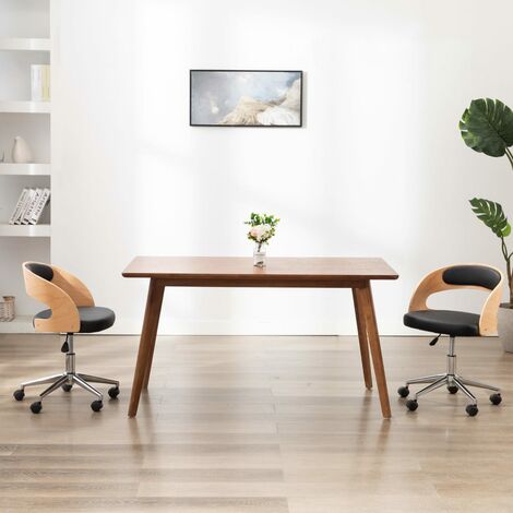 Chaise de salle à manger pivotante - Chaise à dîner Noir Bois courbé et similicuir BV439089 - BonneVie (1/5)
