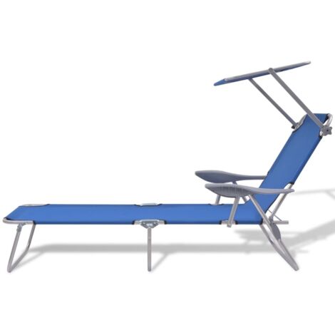Bain de soleil Chaise de jardin Transat de jardin - avec auvent Acier Bleu BV578309 - BonneVie (1/5)