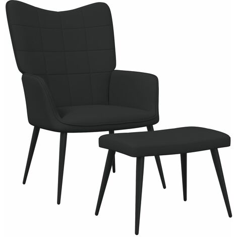 Chaise de relaxation avec tabouret Fauteuil relax - Noir Tissu BonneVie-22323 (1/5)