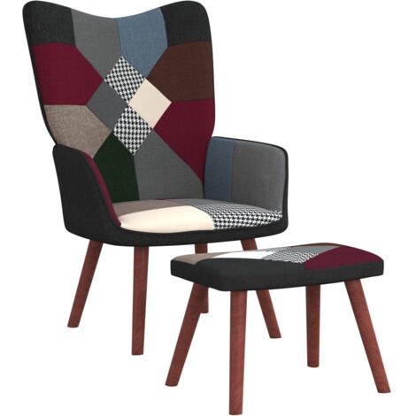 Chaise de relaxation avec repose-pied Fauteuil relax - Patchwork Tissu BonneVie-97458 (1/5)