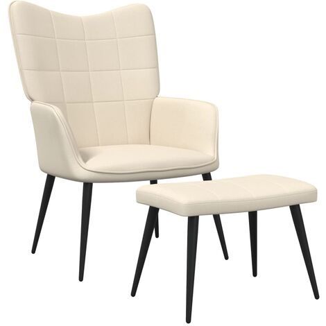 Chaise de relaxation avec tabouret Fauteuil relax - Crème Tissu BonneVie-93459 (1/5)