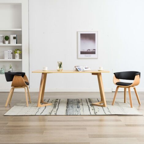 Lot de 2 Chaises de salle à manger - Chaises à dîner Noir Bois courbé et similicuir BV415991 - BonneVie (1/5)