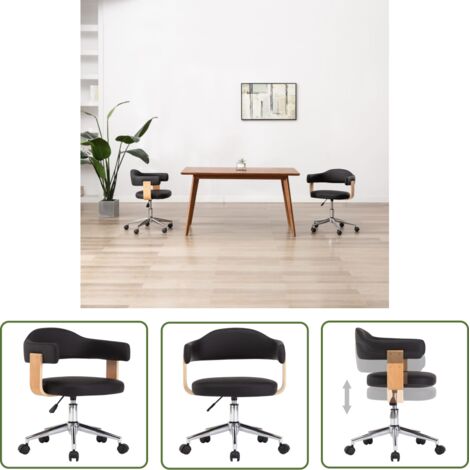 Chaise de salle à manger pivotante - Chaise à dîner Noir Bois courbé et similicuir BV470948 - BonneVie (1/5)