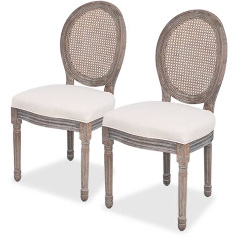 Lot de 2 Chaises de salle à manger - Chaises à dîner Crème Tissu BV825533 - BonneVie (1/5)