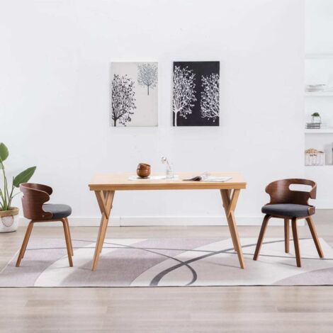 Lot de 2 Chaises de salle à manger - Chaises à dîner Gris foncé Bois courbé et tissu BV487355 - BonneVie (1/5)