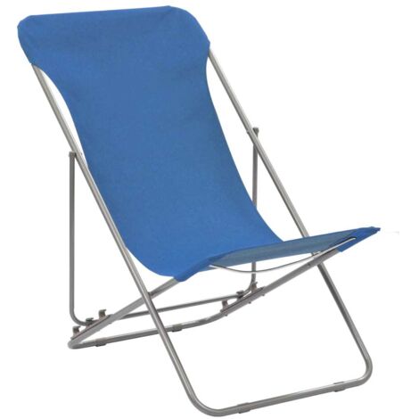Lot de 2 Chaises de plage pliables - Chaises d'extérieur pour terrasse/jardin Acier et tissu oxford Bleu BV768919 - BonneVie (1/5)