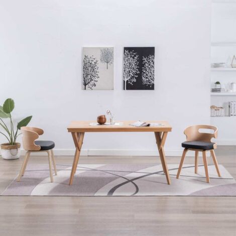 Lot de 2 Chaises de salle à manger - Chaises à dîner Noir Bois courbé et similicuir BV825459 - BonneVie (1/5)