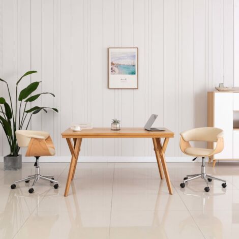 Lot de 2 Chaises de salle à manger pivotantes - Chaises à dîner Crème Similicuir BV587885 - BonneVie (1/5)