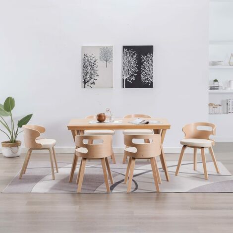 Lot de 6 Chaises de salle à manger - Chaises à dîner Crème Bois courbé et similicuir BV990586 - BonneVie (1/5)
