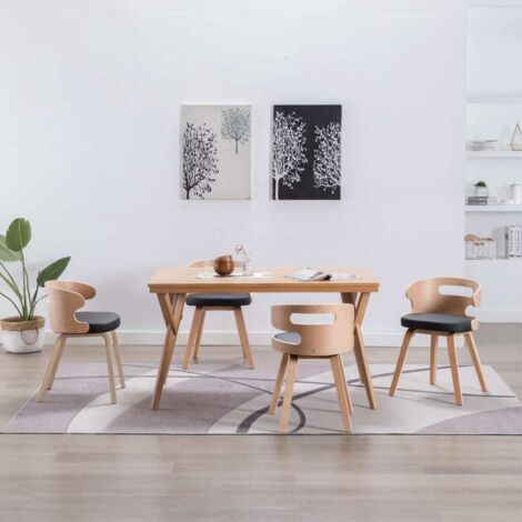 Lot de 4 Chaises de salle à manger - Chaises à dîner Noir Bois courbé et similicuir BV382613 - BonneVie (1/5)