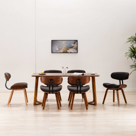 Lot de 6 Chaises de salle à manger - Chaises à dîner Gris Bois courbé et tissu BV933860 - BonneVie (1/5)