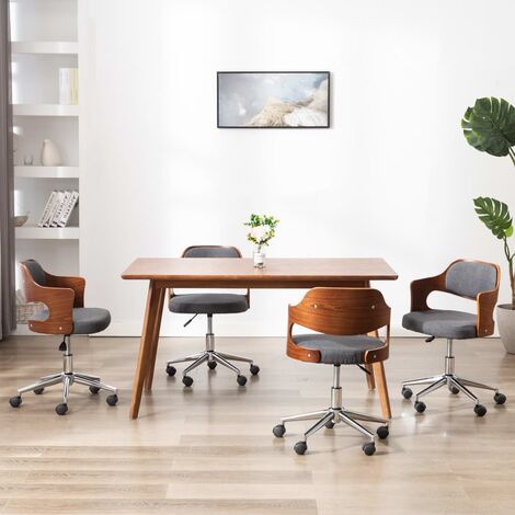 Lot de 4 Chaises de salle à manger pivotantes - Chaises à dîner Gris Bois courbé et tissu BV914529 - BonneVie (1/5)