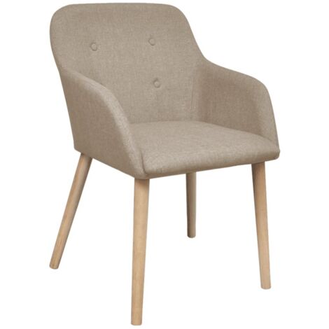 Lot de 6 Chaises de salle à manger - Chaises à dîner Beige Tissu et chêne massif BV497589 - BonneVie (1/5)