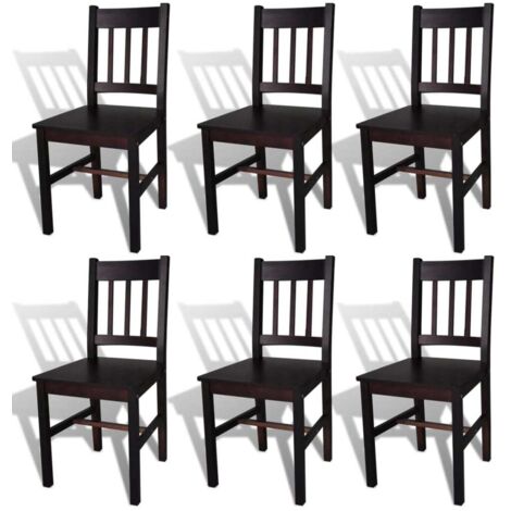 Lot de 6 Chaises de salle à manger - Chaises à dîner Marron foncé Pinède BV733892 - BonneVie (1/5)