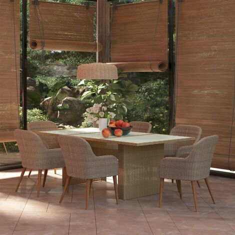Ensemble Table et Chaise de Jardin 7 pcs - Ensemble à dîner de jardin Résine tressée Marron BV174401 - BonneVie (1/5)