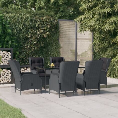 Ensemble Table et Chaises de Jardin 7 pcs - Ensemble Table à manger + 6 chaises Gris foncé Résine tressée BV984532 - BonneVie (1/5)
