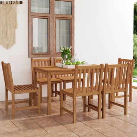 Ensemble Table + 6 chaises de jardin - Table à manger avec Chaises Bois de teck solide BV202121 - BonneVie (1/5)