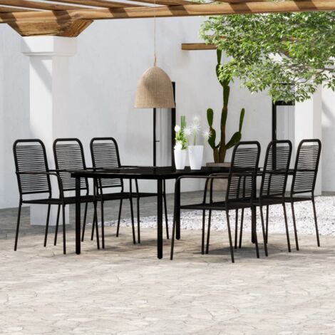 Ensemble Table et Chaise de Jardin 7 pcs - Ensemble de salle à manger de jardin Noir BV809349 - BonneVie (1/5)
