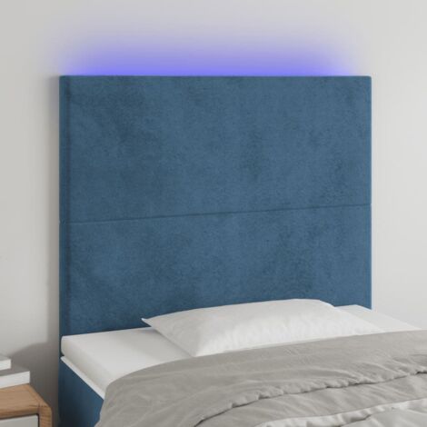 Tête de lit à LED Résistante et économique, Panneau de lit, Bleu foncé 100x5x118/128 cm Velours OIB1197E (1/5)