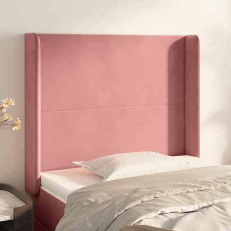 Tête de lit avec oreilles Style Classique Armoire de lit - Rose 93x16x118/128 cm Velours BV712312 - BonneVie (1/5)