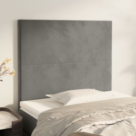Têtes de lit 2 pcs Résistante et économique, Panneaux de lit, Gris clair 80x5x78/88 cm Velours OIB6107E (1/5)