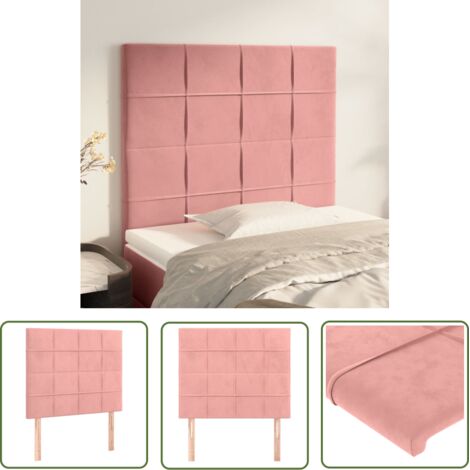 Lot de 2 Tête de lit Résistante et économique, Panneau de lit, Rose 100x5x78/88 cm Velours OIB8344E (1/5)