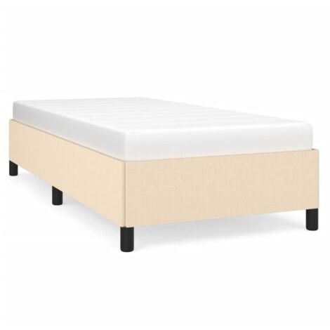 Lit adulte pour 1 personnes, Structure de lit, Assemblage Facile, Crème 90x190 cm Tissu OIB1124E (1/5)