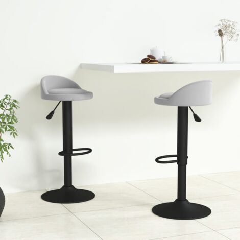 Lot de 2 Tabourets de bar Tabourets Haut - Fauteuils de bar Gris clair Velours BV303707 - BonneVie (1/5)