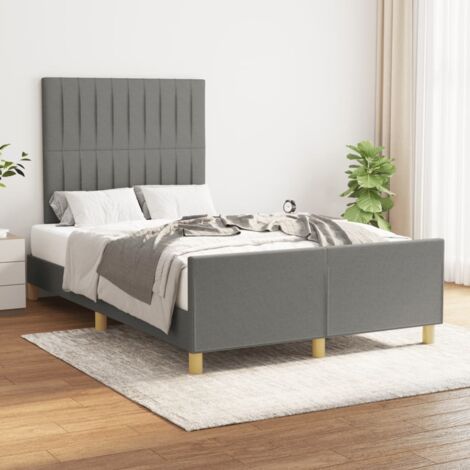 Lit adulte pour 2 personnes avec tête de lit, Structure de lit, Assemblage Facile, Gris foncé 120x200 cm Tissu OIB4982E (1/5)
