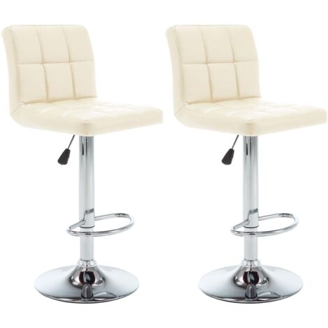 Lot de 2 Tabourets de bar Tabourets Haut - Fauteuils de bar Crème Similicuir BV132370 - BonneVie (1/5)