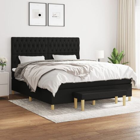 Lit adulte Contemporain Lit à sommier à sommier tapissier avec matelas Noir 180x200 cm Tissu 89500 (1/5)