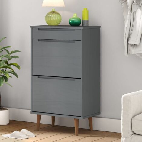 Armoire à Chaussures, Meuble Étagère de Rangement, MOLDE Gris 59,5x35x103 cm Bois de pin OIB4531E (1/5)