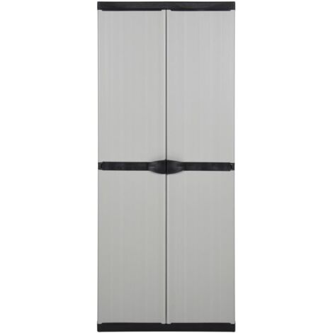 Armoire de rangement de jardin 3 étagères Design moderne, Armoire Etagère de rangement, Gris/noir 68x40x168cm OIB8241E (1/5)