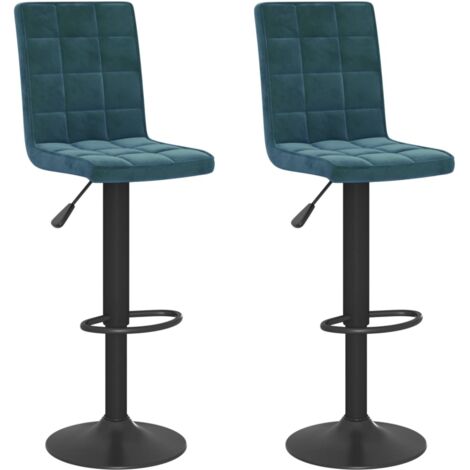 Lot de 2 Chaises de bar Tabourets de bar - Tabouret Haut Bleu Velours BV524005 - BonneVie (1/5)