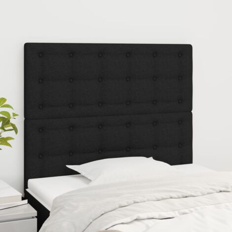 Lot de 2 Têtes de lit Style Classique Armoires de lit - Noir 90x5x78/88 cm Tissu BV178507 - BonneVie (1/5)