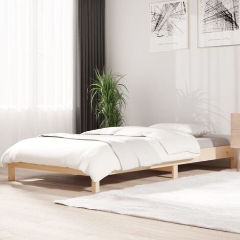 Lit adulte pour 1 personnes, Structure de lit, Assemblage Facile, Lit empilable 75x190 cm Bois de pin massif OIB5859E (1/5)