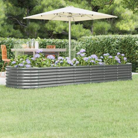 Jardinière - Balconnière à fleurs Acier enduit de poudre 296x80x36 cm Gris BV317119 - BonneVie (1/5)