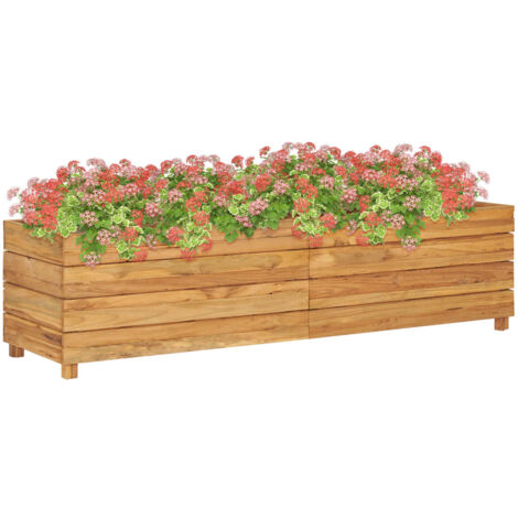 Jardinière de jardin - Balconnière à fleurs Lit surélevé 150x40x38 cm Bois de teck recyclé et acier BV346303 - BonneVie (1/5)