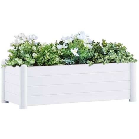 Jardinière, Pot de Fleurs d'extérieur, Lit surélevé de jardin PP Blanc 100x43x35 cm OIB5538E (1/5)