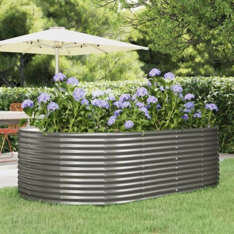 Jardinière de jardin - Balconnière à fleurs Gris 212x140x68 cm Acier enduit de poudre BV526831 - BonneVie (1/5)