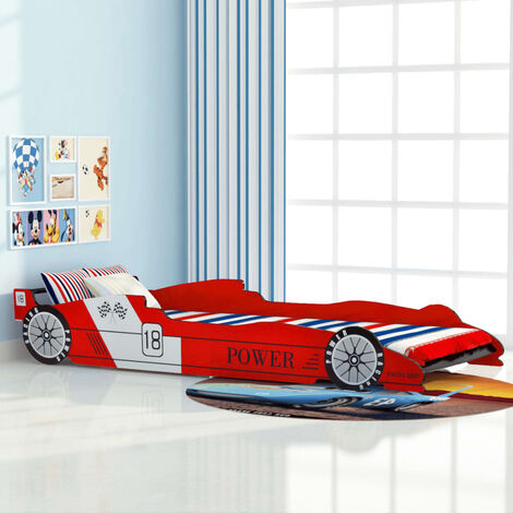 Lit voiture de course, Lit enfant pour 1 personnes, Assemblage Facile, 90 x 200 cm Rouge OIB3196E (1/5)