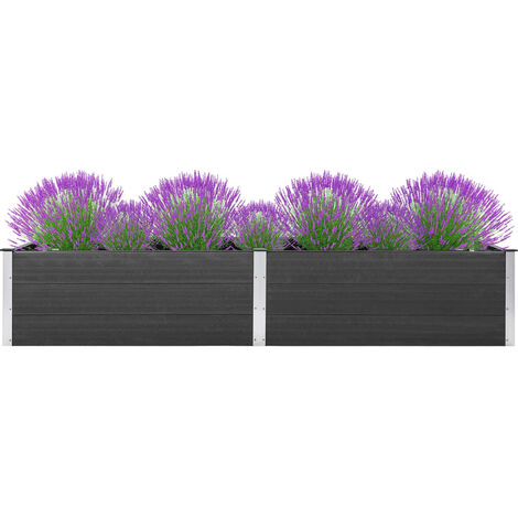 Jardinière, Pot de Fleurs d'extérieur, Lit surélevé de jardin 200x100x54 cm WPC Gris OIB8740E (1/5)