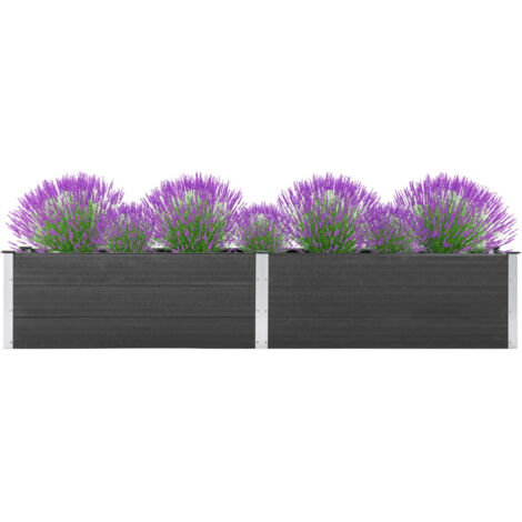 Jardinière, Pot de Fleurs d'extérieur, Lit surélevé de jardin 200x50x54 cm WPC Gris OIB4094E (1/5)