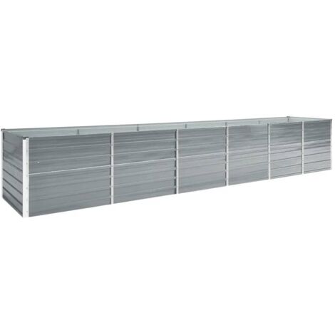 Jardinière, Pot de Fleurs d'extérieur, Lit surélevé de jardin Acier galvanisé 480x80x77 cm Gris OIB9687E (1/5)
