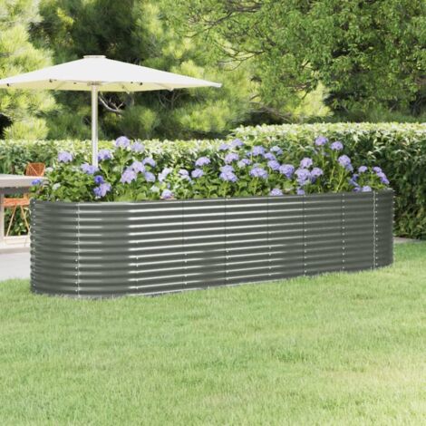 Jardinière - Balconnière à fleurs Acier enduit de poudre 322x100x68 cm Gris BV412573 - BonneVie (1/5)