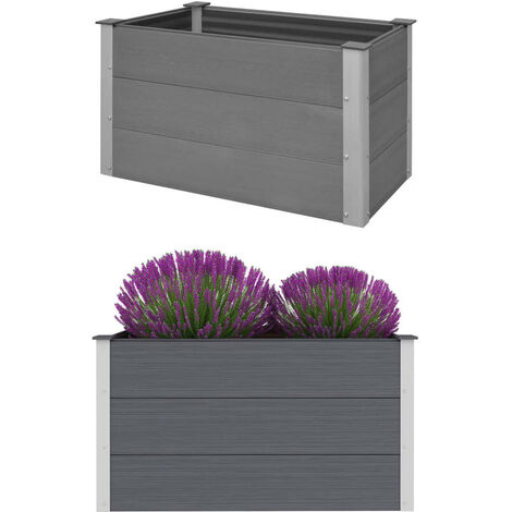 Jardinière, Pot de Fleurs d'extérieur, Lit surélevé de jardin WPC 100 x 50 x 54 cm Gris OIB1064E (1/5)