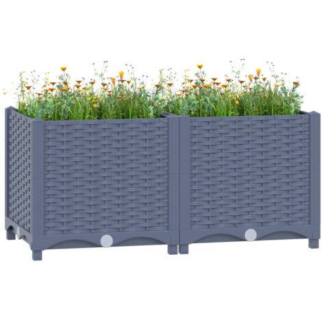 Jardinière, Pot de Fleurs d'extérieur, Lit surélevé 80x40x38 cm Polypropylène OIB8493E (1/5)