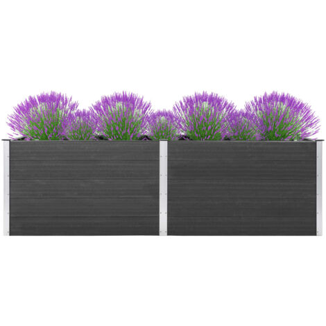 Jardinière, Pot de Fleurs d'extérieur, Lit surélevé de jardin 200x50x91 cm WPC Gris OIB5778E (1/5)