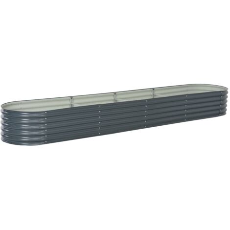Jardinière de jardin - Balconnière à fleurs Lit surélevé de jardin 400x80x44 cm Acier galvanisé Gris BV122467 - BonneVie (1/5)