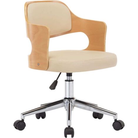 Chaise pivotante à manger Crème Bois courbé et Similicuir (1/5)